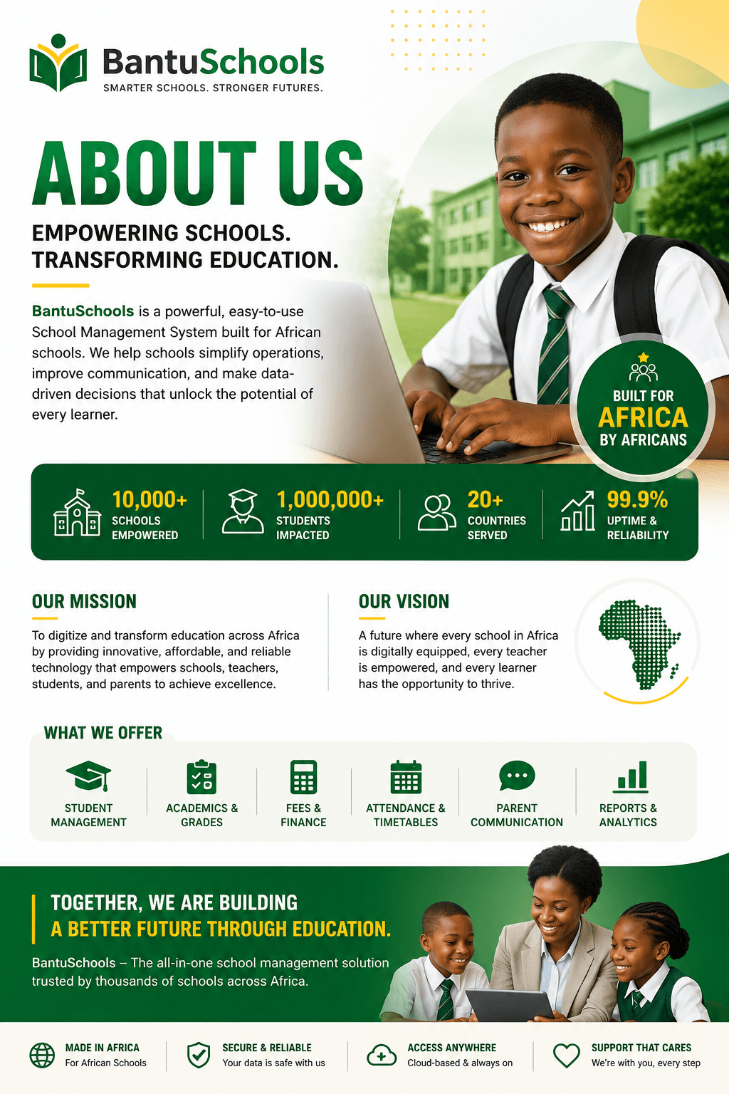 About BantuSchools — mission, vision, features, and impact